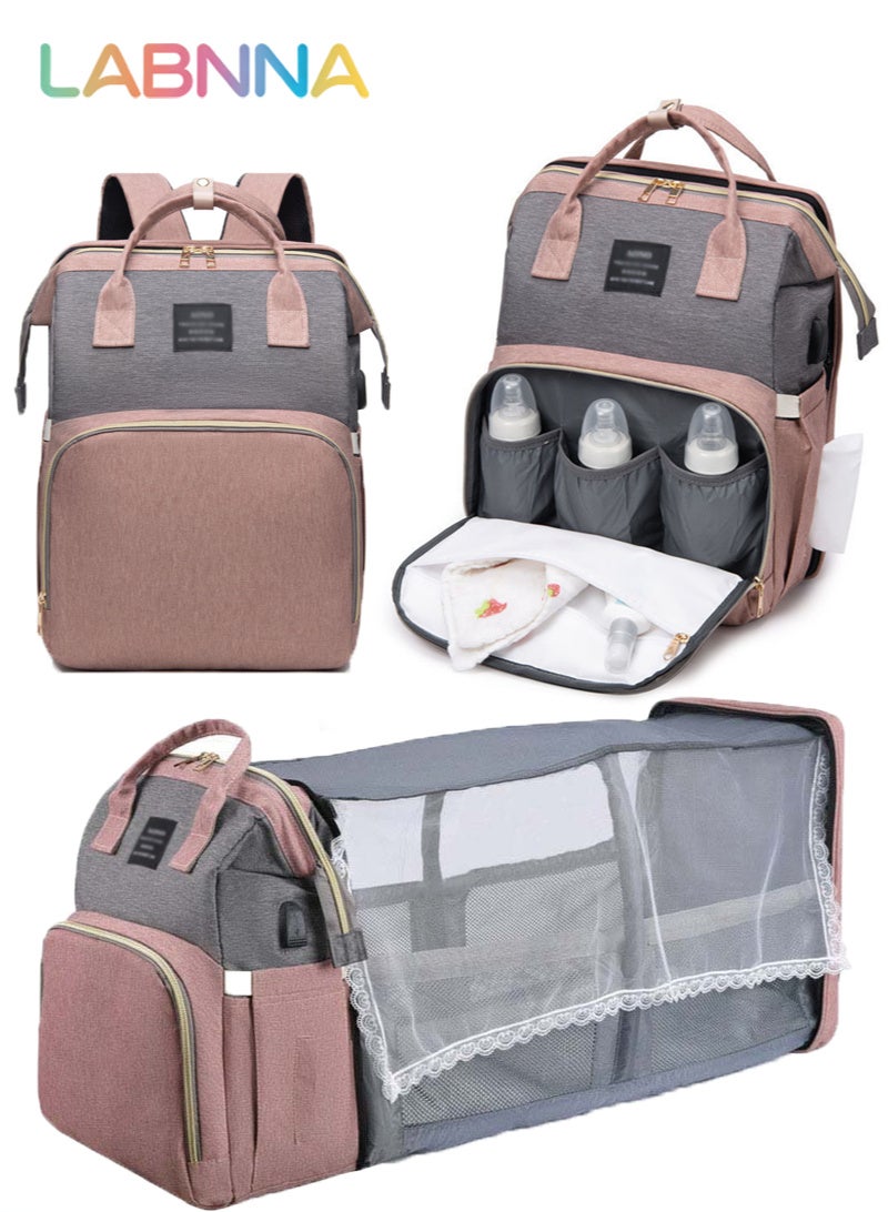 Baby Diaper Bags with Changing Station,900D Oxford Waterproof Diaper Bag Backpack for Moms Dads with USB Charging Port,Large Capacity Baby Essentials